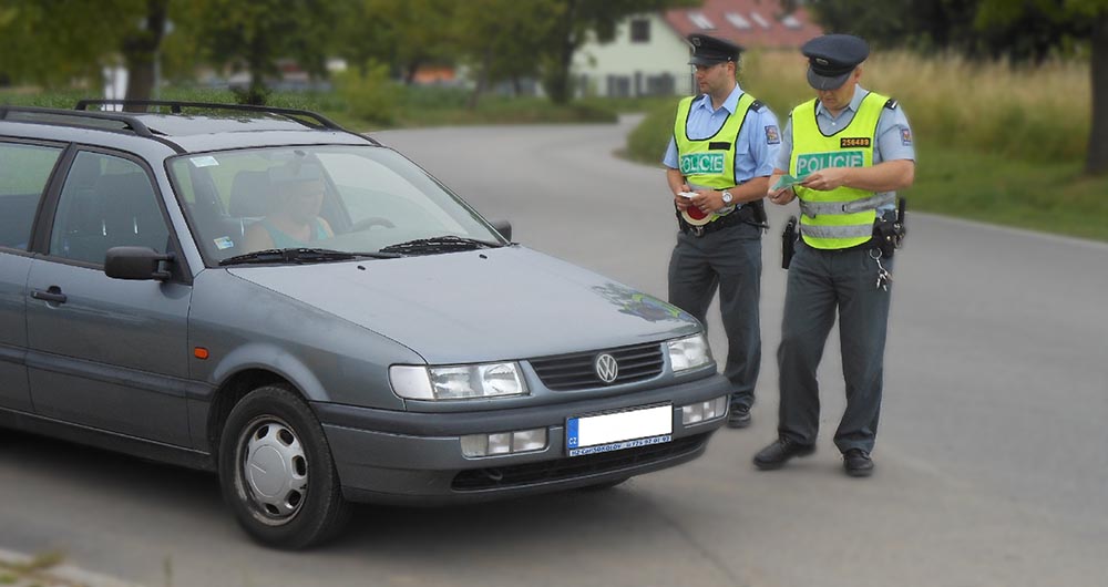 Silniční kontrola v obci Psáry